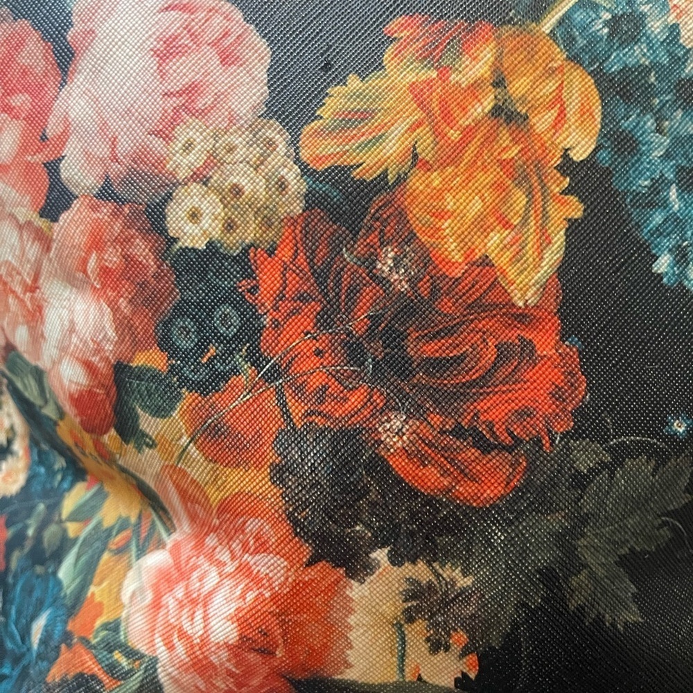 Bebe Women's Black Floral Tote Bag Gold Logo - Picture 3 of 9